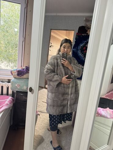 свадебное платье для беременных напрокат: Шуба из норки, классический прямой крой. - Цвет: светло‑серый с