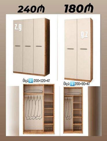 Dolablar: Açılan, 3 qapılı Düz dolab, Şifonyer