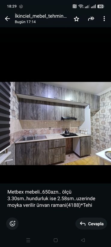 metbex mebli: Metbex mebeli. 650azn. ölçü 3.30sm. hundurluk ise 2.58sm. uzerinde