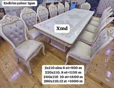 Masa və oturacaq dəstləri: 2x110 olcu 6 st=950 m 220x110. 8 st=1150 m 240x110 10 st=1400 m