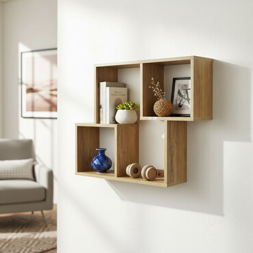 шкаф и настенные книжные полки: Полка навесная P003 (Дуб Амберг) Миниатюрная и стильная настенная