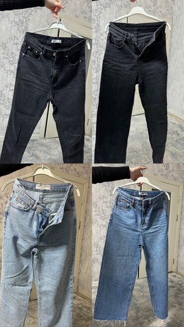 брендовые джинсы женские: Клеш, Pull and Bear, Высокая талия
