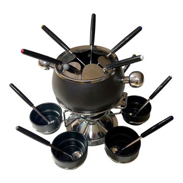 газовая горелка для отопления: Набор для фондю на 6 персон из 22 предметов - кастрюлька с крышкой, 6