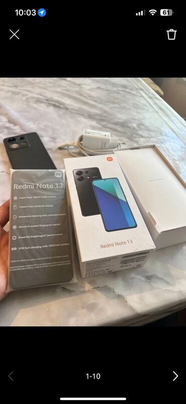 меняю телефон: Redmi, Redmi Note 13, Колдонулган, 256 ГБ, түсү - Кара
