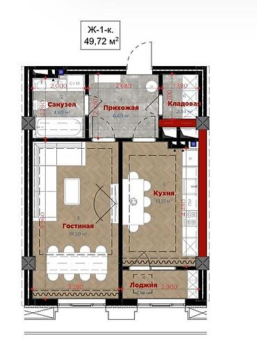 Продажа квартир: 1 комната, 49 м², Ала-Арча ТРЦ Элитка, 2 этаж, ПСО (под самоотделку) — 5