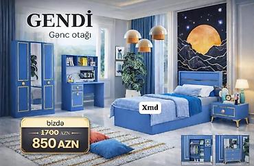 komputer masası: GENDİ gənc otağı dəsti - Rəng: mavi, qızılı detallarla - Dizayn — 1