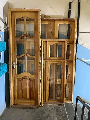 qapi taxda: Taxta pəncərə və balkon qapısı dəsti - Material: təbii ağac (şüşəli — 3