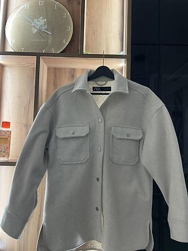 yun corab: ZARA qadın overshirt – boz rəng - Model: qalın toxumalı — 2