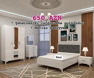 ucuz stollar: Müasir yataq otağı dəsti Tərkib: - 2 nəfərlik çarpayı (yumşaq — 1