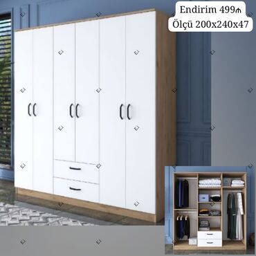 qapı 2 ci əl: Açılan, 6 qapı Düz dolab, Qarderob, paltar dolabı