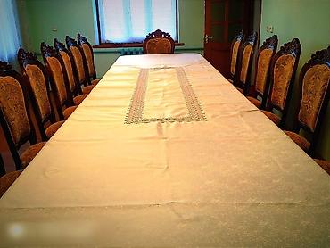 Кухонные столы: Стол длина 5 метр. столду кичирейтсе болот. Стул 20 штук. Материал — 12