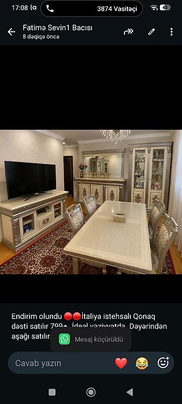 Endirim olundu 🛑🛑İtaliya istehsalı Qonaq dəsti satılır 799₼. İdeal