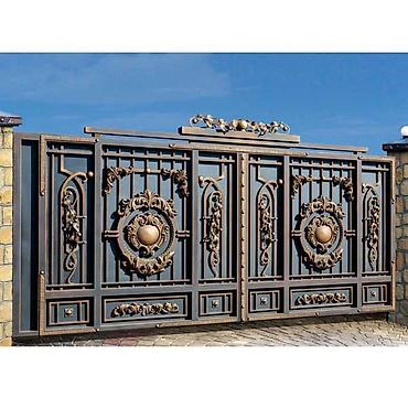 Распашные ворота: Современные уличные ворота и калитки из металлических панелей - Тип — 7