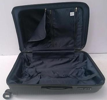 Putni koferi i torbe: Tvrdi koferi – set 3 komada, crni, sa reljefnim dijagonalnim linijama — 4