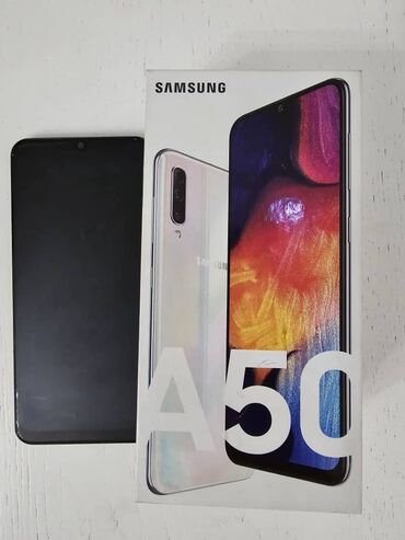 samsung galaxy a50: Samsung A50, Б/у, 64 ГБ, цвет - Белый, 2 SIM