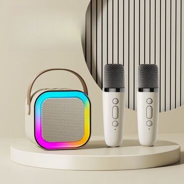 колонка караоке с микрофоном купить: Портативный караоке-комплект: Bluetooth-акустика с подсветкой + 2
