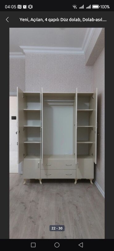 Dolablar: Yeni, Açılan, 4 qapılı Düz dolab, Dolab-asılqan, Azərbaycan — 19