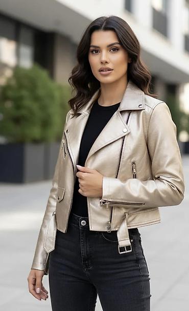 Leather Jackets: Jakna od eko koze. zlatno-bež boja . nova. sa postavom. za — 4