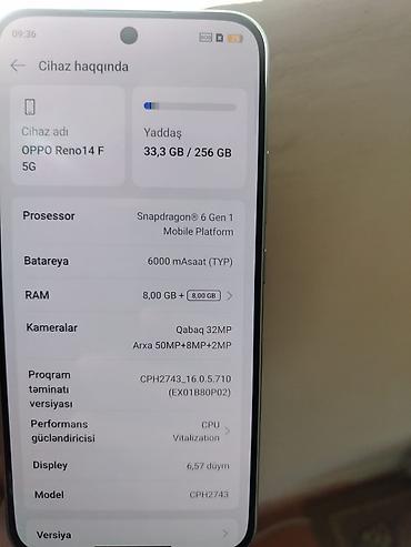 oppo 15 pro: Oppo Reno 14 F, 256 GB, rəng - Mavi, İki sim kartlı — 5