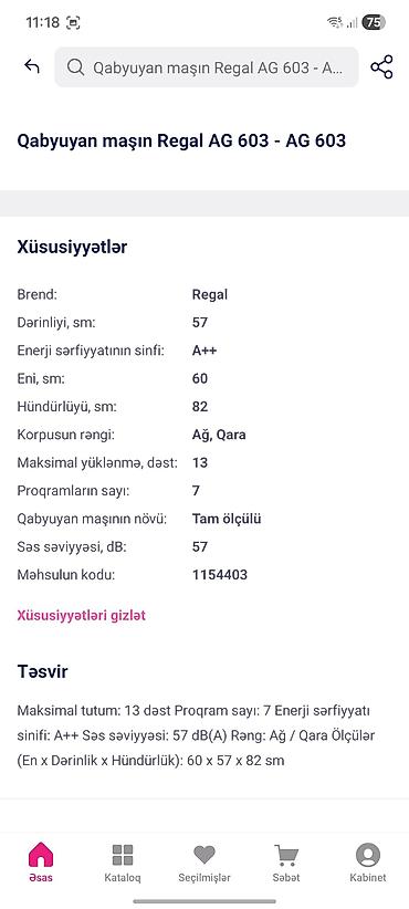 canon eos 6d mark 2: REGAL AG603 tam ölçülü qabyuyan maşın - Maksimal tutum: 13 dəst - — 4