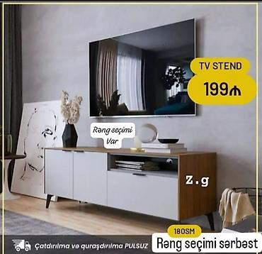 televizor altlığı: TV stend - Ölçü: 180 sm - Dizayn: Minimalist və müasir üslub, açıq — 1