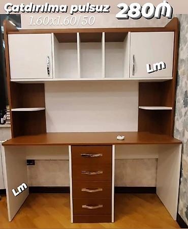 ofis masa: İş masası və üst rəfli modül - Ölçülər: 1.60 x 1.60 x 50 sm - — 1