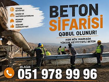 Xidmətlər: Beton sifarişi – hər növ markada yüksək keyfiyyətli beton Xidmət — 1