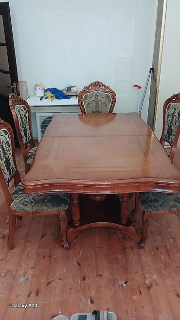 Mebel: Qonaq otağı üçün, İşlənmiş, Açılmayan, Dördbucaq masa, 6 stul — 3