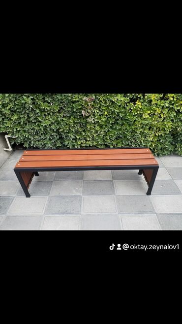 Skameykalar, lavoçkalar: Metall karkaslı skamya - Dizayn: Düz xəttli, arxalıqsız, 4 taxtalı — 3