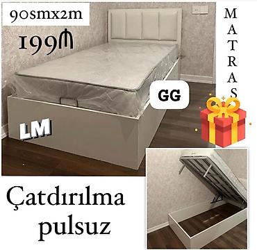 Tək nəfərlik çarpayı – qaldırılan baza və matras ilə birlikdə. Ölçü