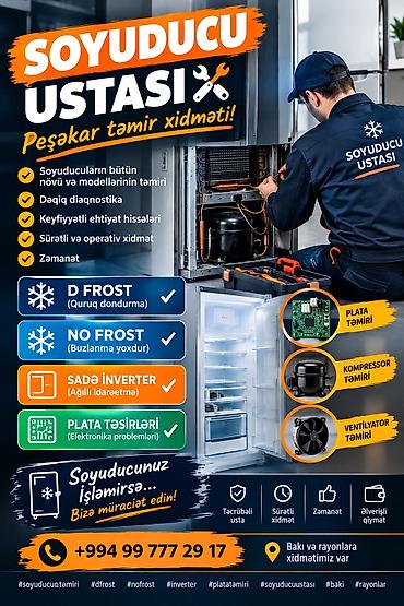 video operator vakansiya: Soyuducu ustası – peşəkar təmir xidməti - Soyuducuların bütün növ və — 1