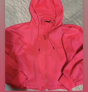 Neon Zara roze ženska dukserica sa kapuljačom i rajsferšlusom preko — 1