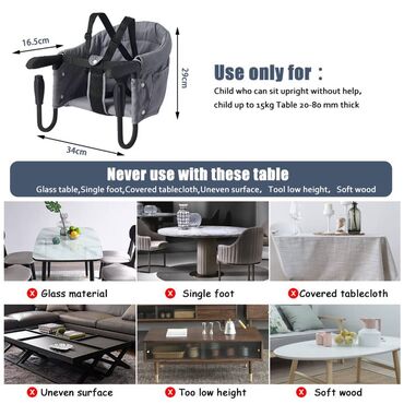 Hranilice: Prijenosna viseća stolica za bebe – siva - Stolica koja se lako — 5