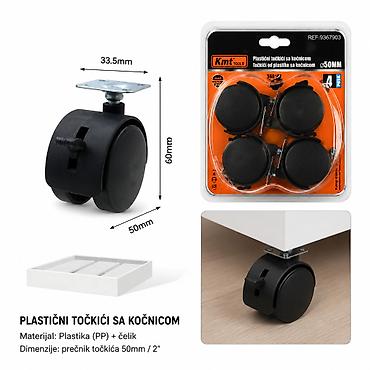 KMT Style plastični točkići sa kočnicom – set 4 komada Opis: -