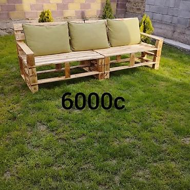 sofa: Комплект садовой мебели, Диван, Дерево — 2