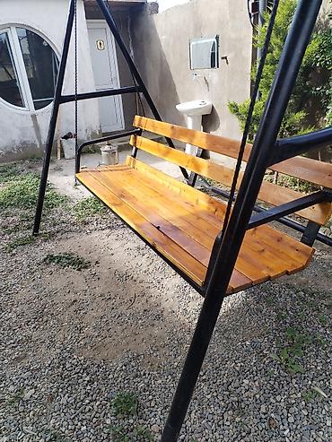heyet stolari: Bağ yelləncəyi – metal karkaslı, taxta oturacaqlı - Karkas: qalın — 3