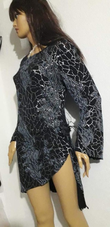 ženske lanene tunike: Tunika prepuna elastina crno srebrnasta