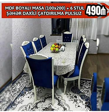 boyama seti: Qonaq otağı üçün, Yeni, Açılmayan, Dördbucaq masa, 6 stul — 5