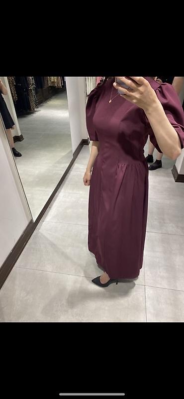Donlar: Bordo rəngli zərif qadın geyimi – midi/uzun paltar. - Model — 1