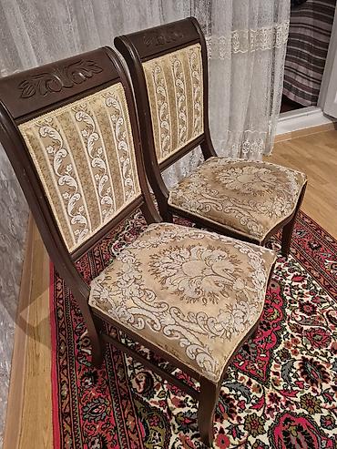 Столы и стулья: Klassik üslubda 2 ədəd yemək otağı stulu - Karkas: tünd qəhvəyi — 2
