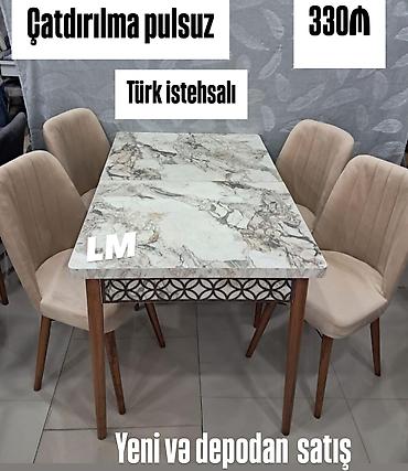 qəlib satışı: Mətbəx üçün, Yeni, Açılmayan, Dördbucaq masa, 4 stul — 1