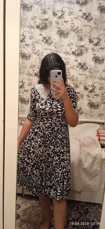 колья: Күнүмдүк көйнөк, Made in KG, Жай, Узун модель, Трикотаж, 3XL (EU 46)