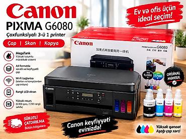 tap.az ucuz soyuducular: Canon PIXMA G6080 – yüksək tutumlu mürəkkəb çənli çoxfunksiyalı — 1