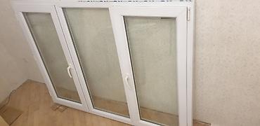 pencere: İşlənmiş İkiqat şüşə paketi Plastik pəncərə, Еni: 138 sm, Uzunluğu: 182 sm — 2