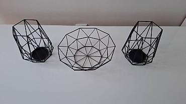 Sveće i svećnjaci: JYSK Dva Svećnjaka NORDIC Ø16xV19cm crna + Sinsay ukrasna činija crna — 2