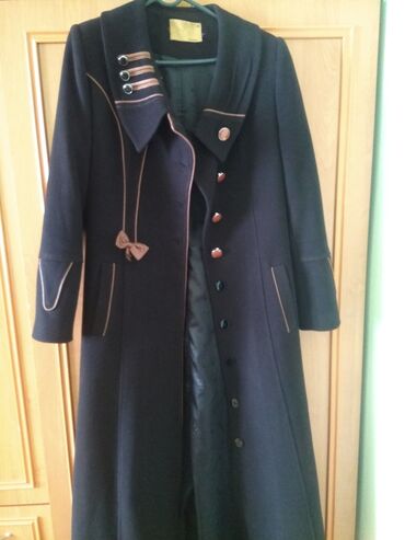 черный пальто: Пальто, Осень-весна, Кашемир, XL (EU 42)
