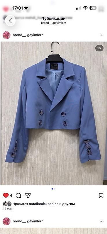 cins pencek: Qısa kəsimli qadın blezeri - Rəng: göy/indigo tonu - Model: qısa — 1