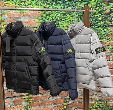 верхний одежда: Пуховик Stone Island, мужская модель с фирменным нашивным компасом на — 1