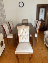 taxta bocka satilir: Для гостиной, Б/у, Квадратный стол, 6 стульев