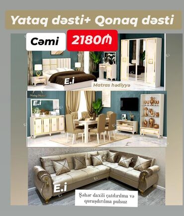 Qonag otagi desti divan stol stul masa oturacaq komod servant qorka tv